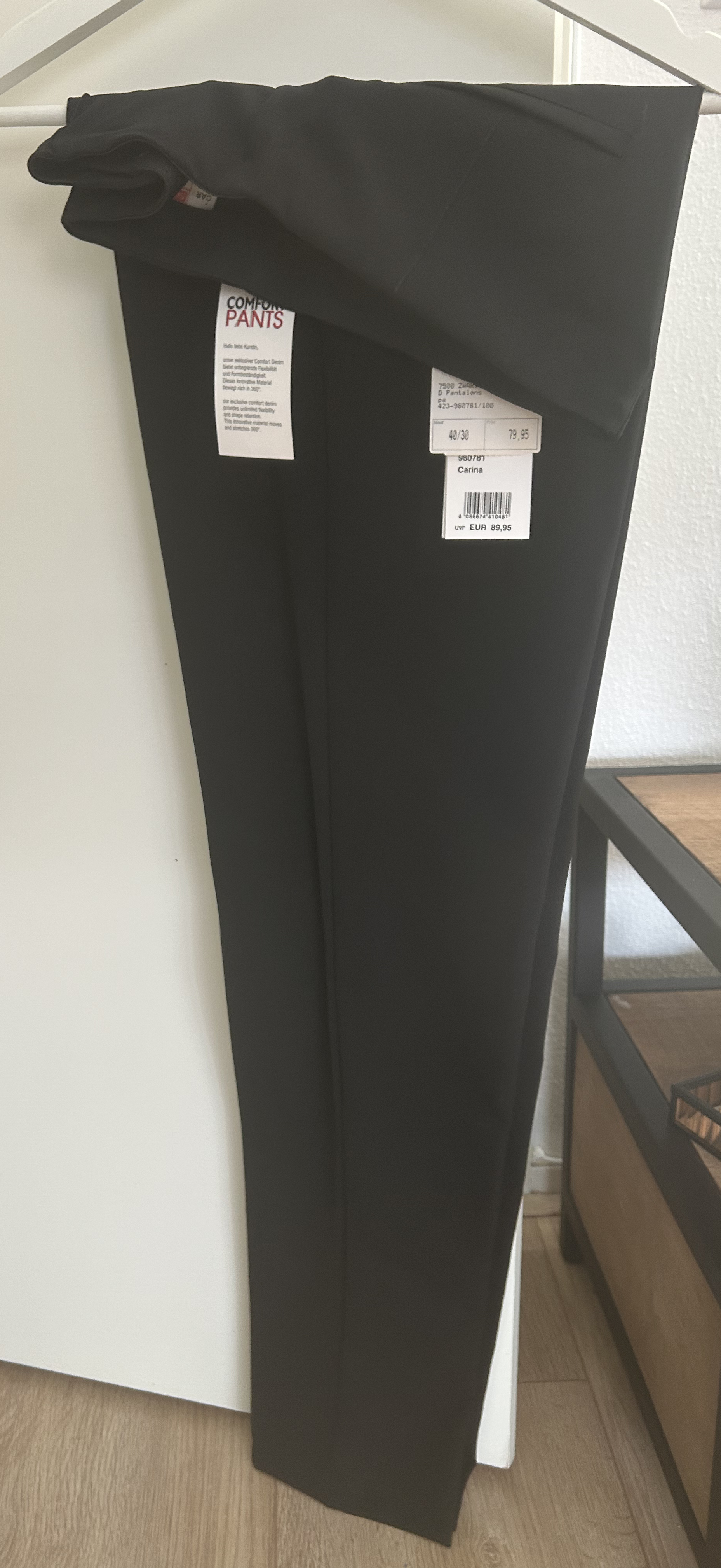 Nieuwe zwarte pantalon Mt 40/Lengte 30